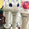 Chân đèn đá trắng nguyên khối chạm khắc cao 1m T075