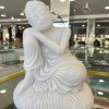 Tượng thích ca dáng ngồi ngủ đá trắng nguyên khối cao 25cm, rộng 20cm, dày 14cm T126