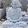 Tượng phật thích ca ngồi đá trắng nguyên khối cao 60cm T274