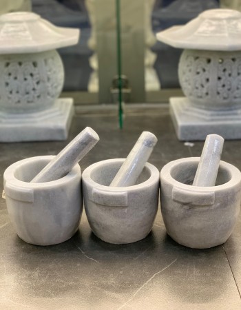 Cối đá trắng nguyên khối dùng để sử dụng cho không gian nhà bếp T073