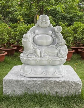 Tượng di lặc ngồi trên đài sen cầm gậy như ý cao 1m52 T234