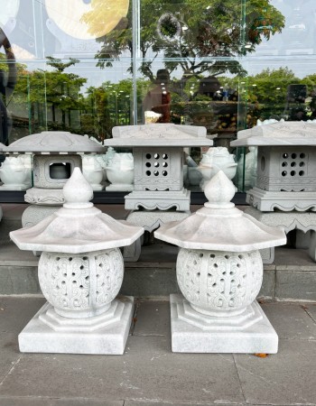 Cặp chân đèn đá trắng nguyên khối cao 55cm T050