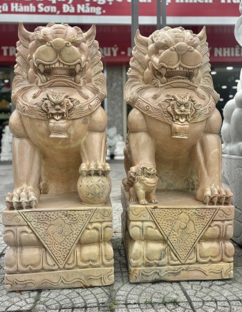 Cặp kỳ lân đá carot nguyên khối cao 1M20 T046
