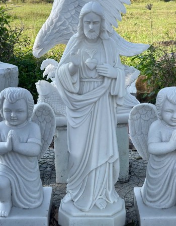 Tượng chúa Giêsu đá trắng nguyên khối cao 1m , ngang 30cm , dài 22cm T121