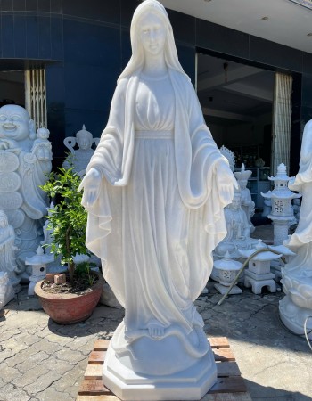 Tượng đức mẹ Maria đá trắng cao 1m T210