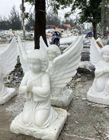 Tượng thiên thần đá trắng cao 50cm T179
