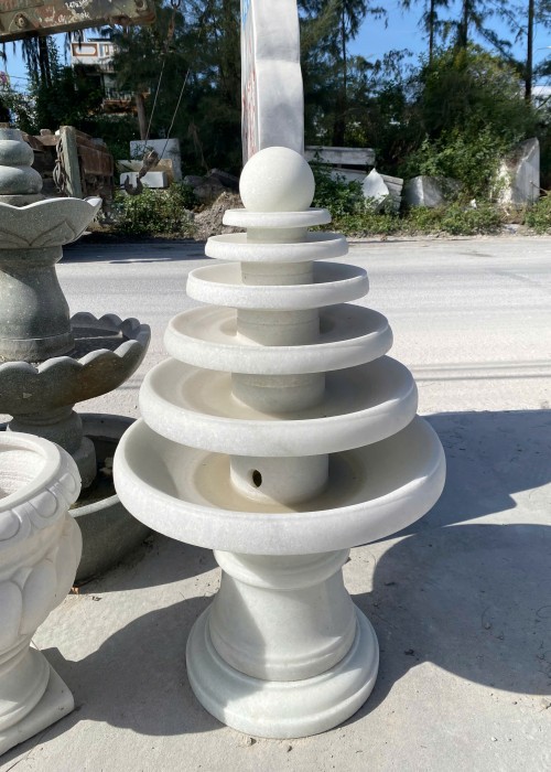 Thủy luân nước phong thủy bằng đá trắng nguyên khối Cao 1.1m ngang 60cm T189